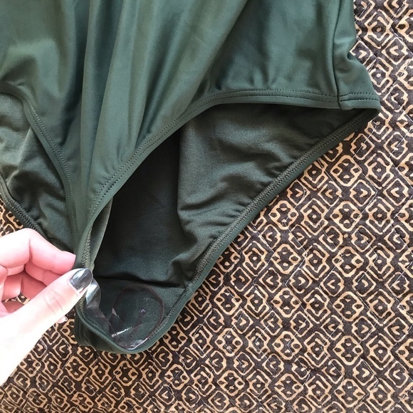 NEW NWT NEW TED BAKER Pikaa Halter One Piece Swimsuit solid army green v neck - Picture 12 of 13